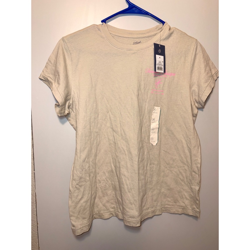 Universal Thread Summer Classique French Riviera Graphic Tee Beige Pink Medium